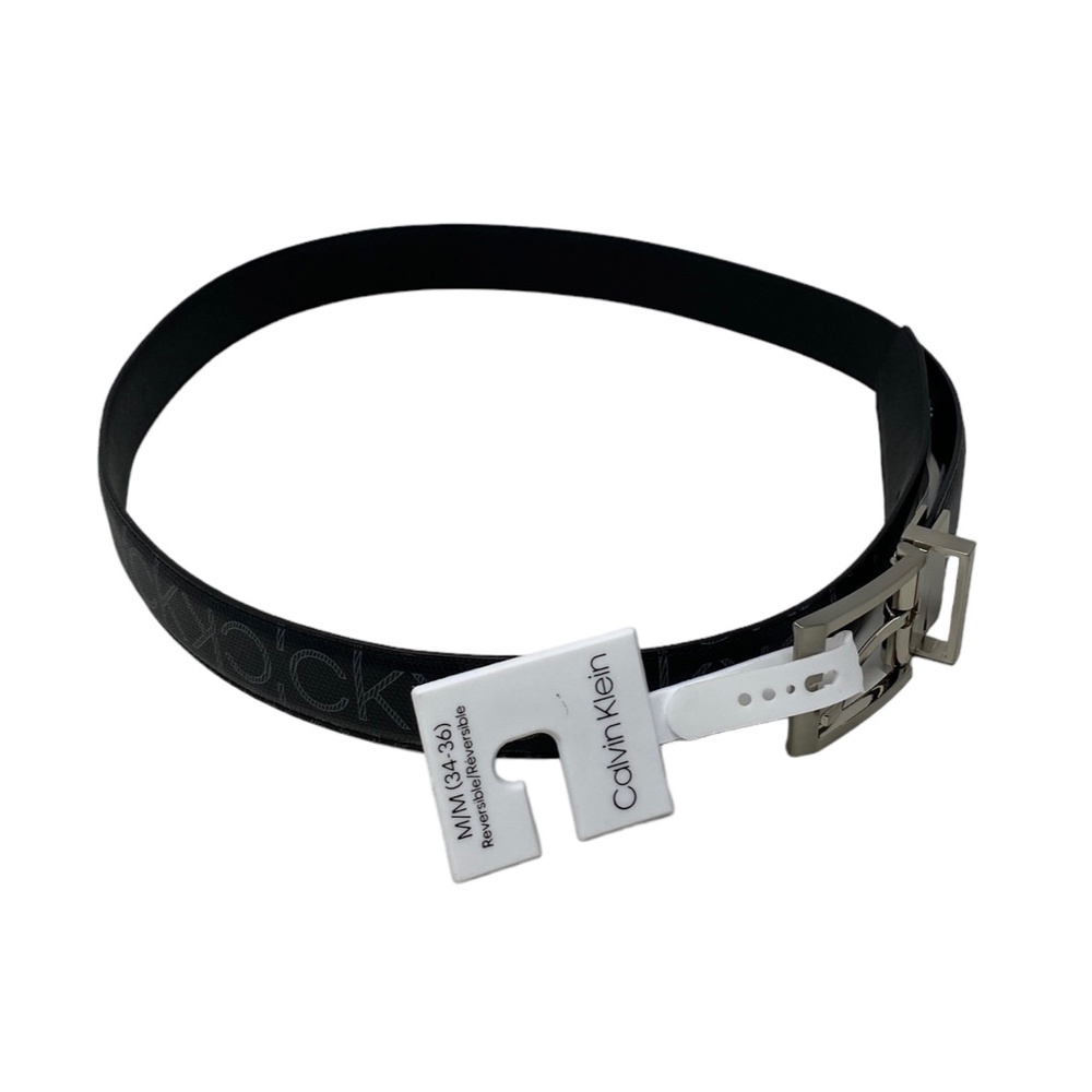 Calvin Klein Men's Plain Leather Belt Long Reversible Logo Black 41002353 010 - Picture 3 of 6